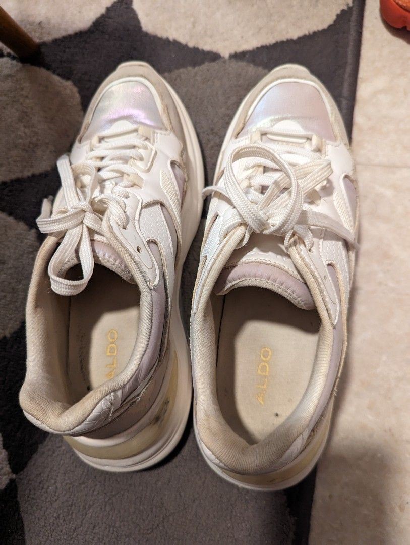 Aldo white iridescent sneakers