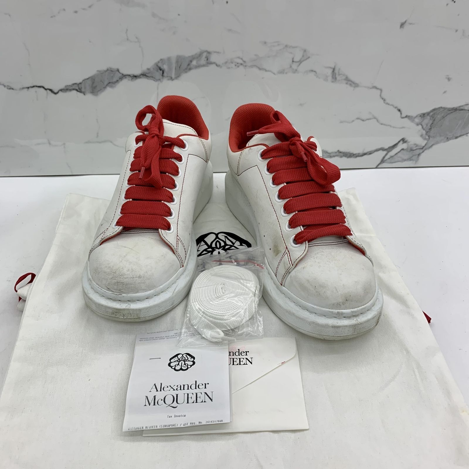 Alexander mcqueen red and white shoes shop