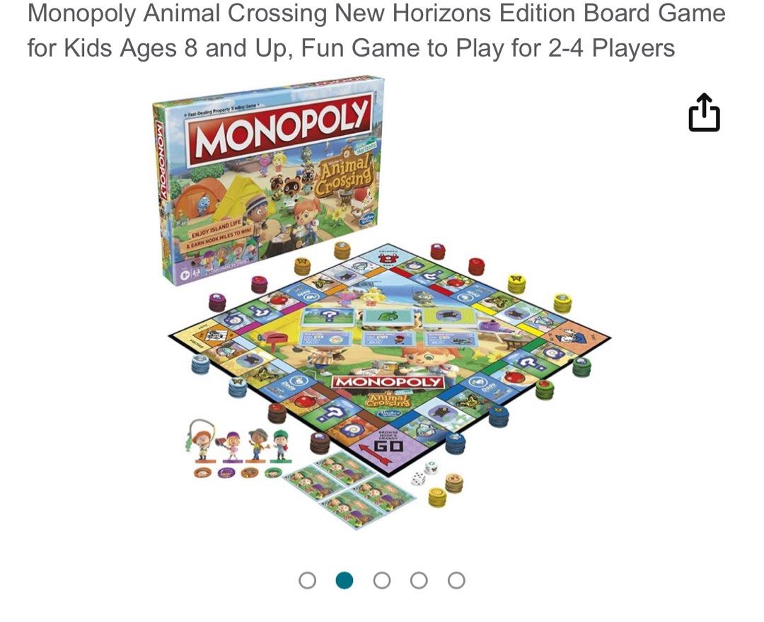 Monopoly Animal Crossing New Horizons Edition Board Game for Kids Ages 8  and Up, Fun Game to Play - Monopoly