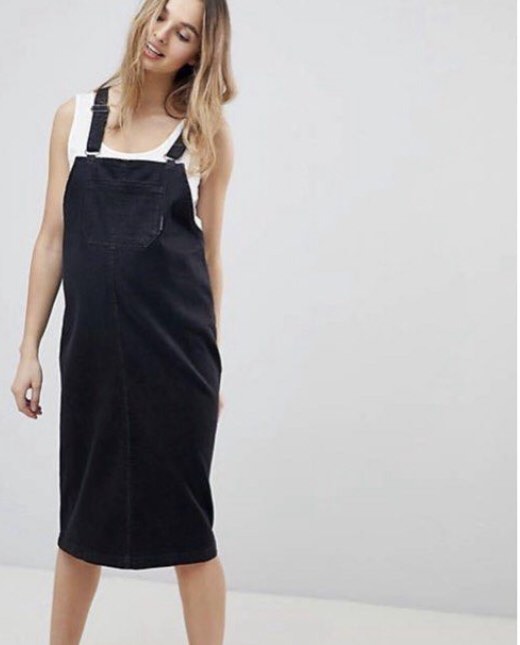 Black maternity pinafore dress clearance