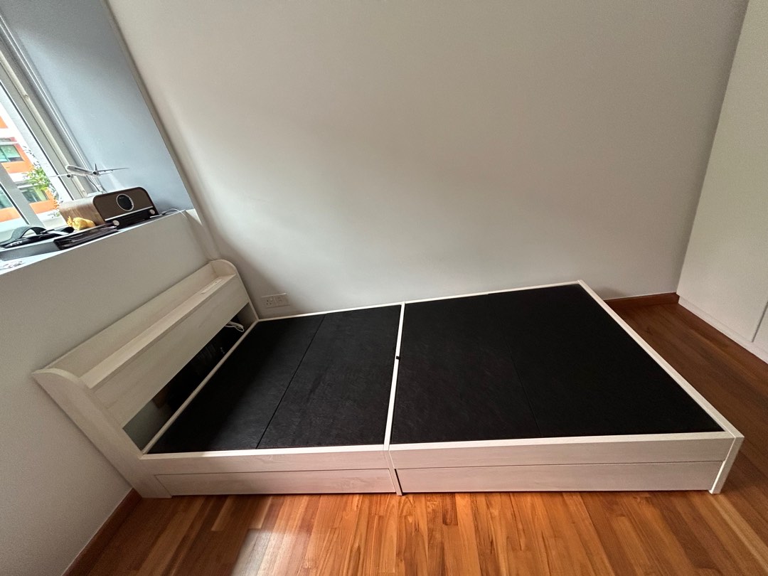 Aube Wooden Drawer Storage Bed Frame from Bed Basic Furniture