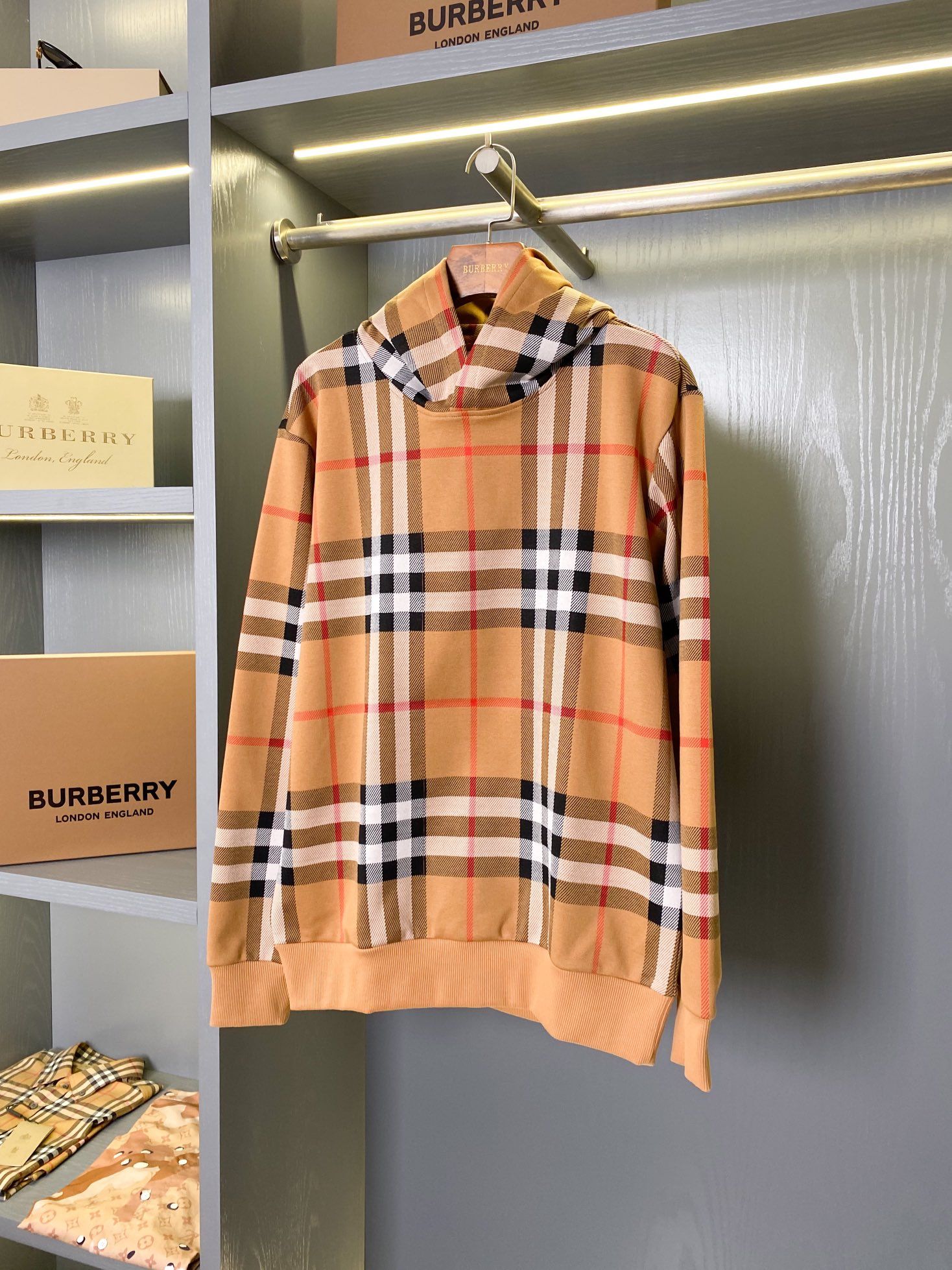 Burberry plaid hoodie clearance