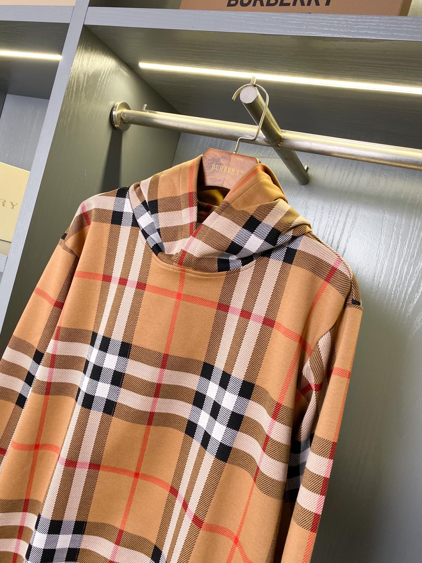Authentic Burberry Plaid Cotton Jacquard Hoodie