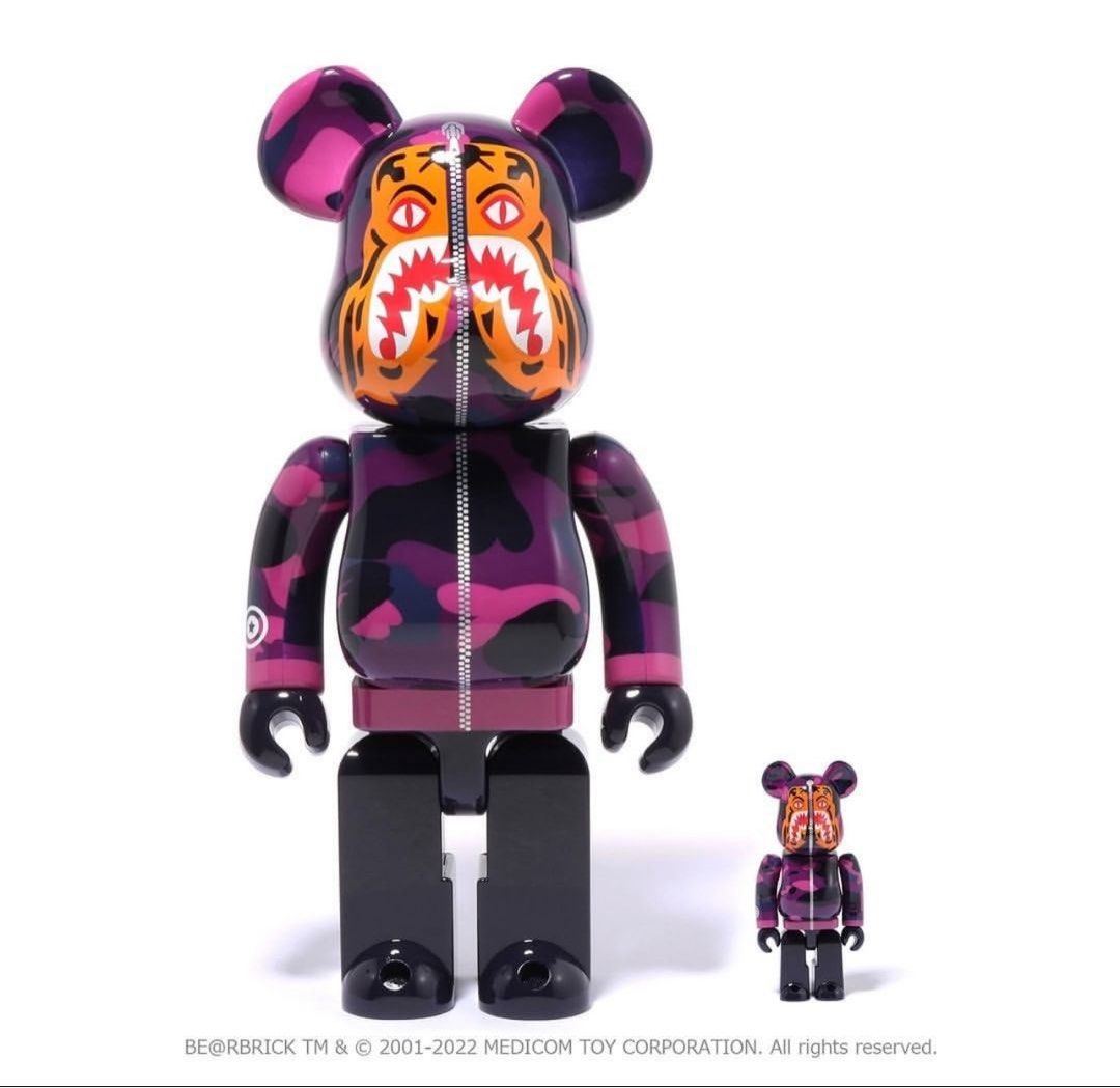 BAPE COLOR CAMO TIGER BE@RBRICK Bearbrick A Bathing Ape 400% + 100