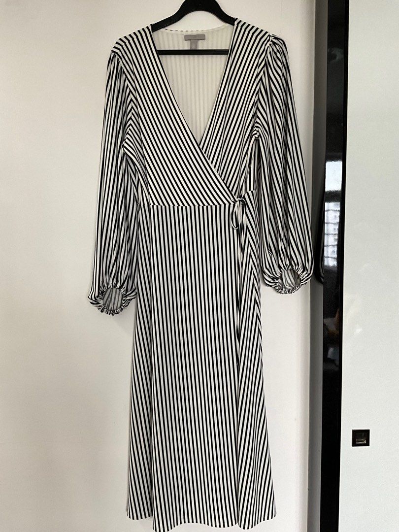 H and m black and cheap white striped dress