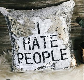 I hate people sequin pillow shop