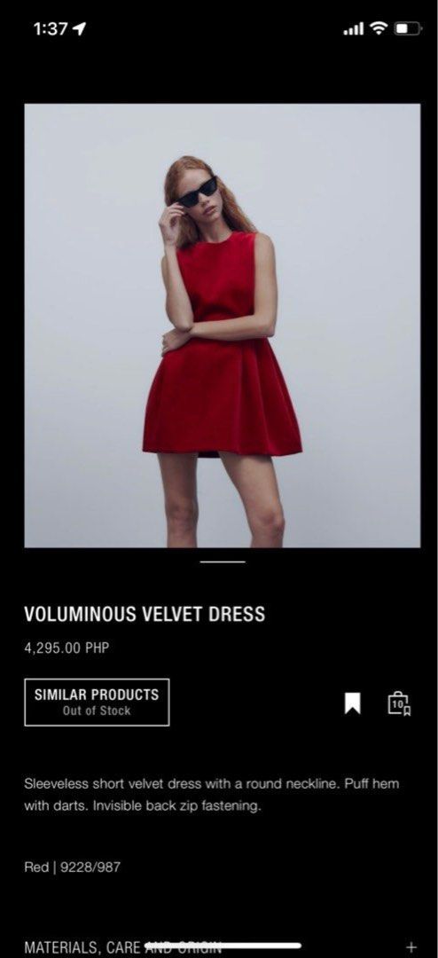 Zara red velvet sales dress