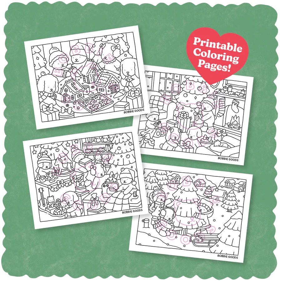 Bobbiegoods December Christmas Coloring Pages Digital Downloads Bobbie