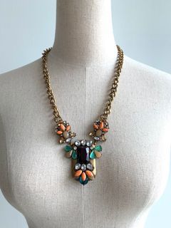 Boho Pleated Crystal Drop Necklace