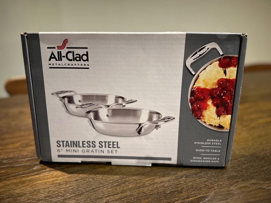 {Brand New} AllClad Stainless Steel Gratins, Silver, Set of Two
