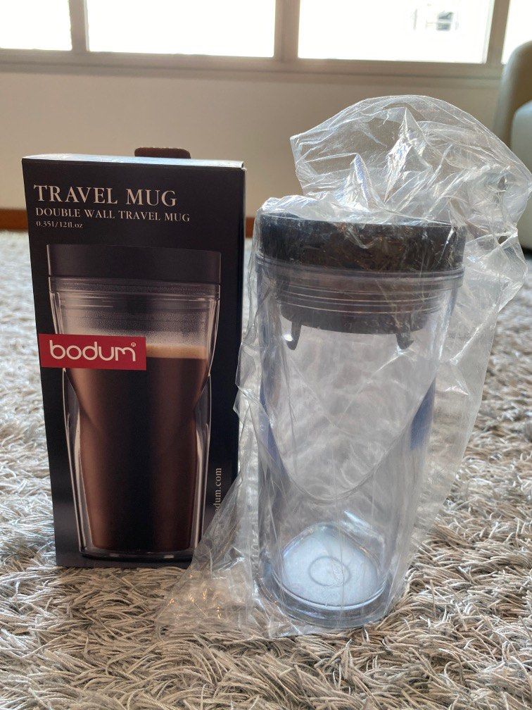 Travel Mug: BODUM Stainless Steel Vacuum Travel Mug: Black, 450ml