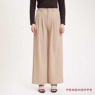 BRAND NEW XL Penshoppe Dress Code Wide Leg Pleated Trousers For Women Khaki