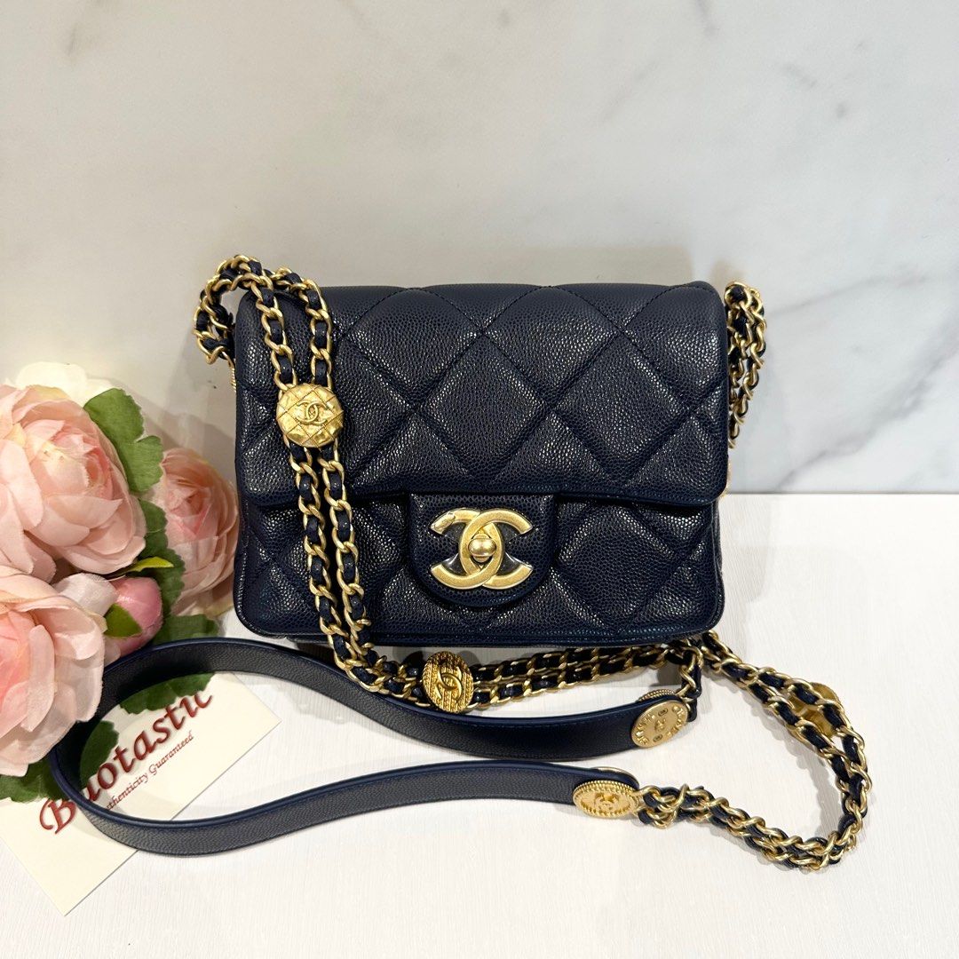 Chanel Twist Your Button Mini Bag Navy Caviar GHW, Luxury, Bags ...