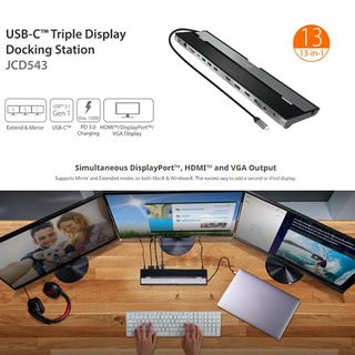 5K/4K Pro USB C Docking Station with Laptop Power Delivery; Dual Display  HDMI+DisplayPort; Gigabit Ethernet RJ45; USB 3.0/2.0, Audio Jack