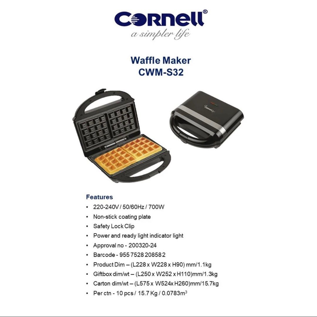 Cornell Waffle maker, TV & Home Appliances, Kitchen Appliances, Coffee
