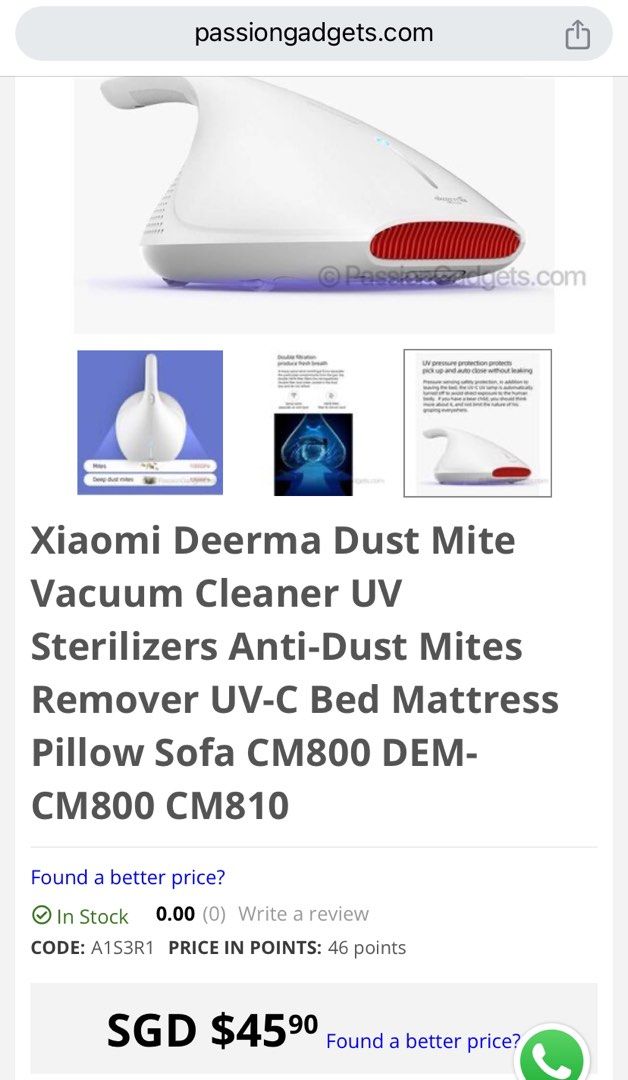 Deerma AntiDustmite UV Handheld Vacuum Cleaner, TV & Home Appliances, Vacuum Cleaner