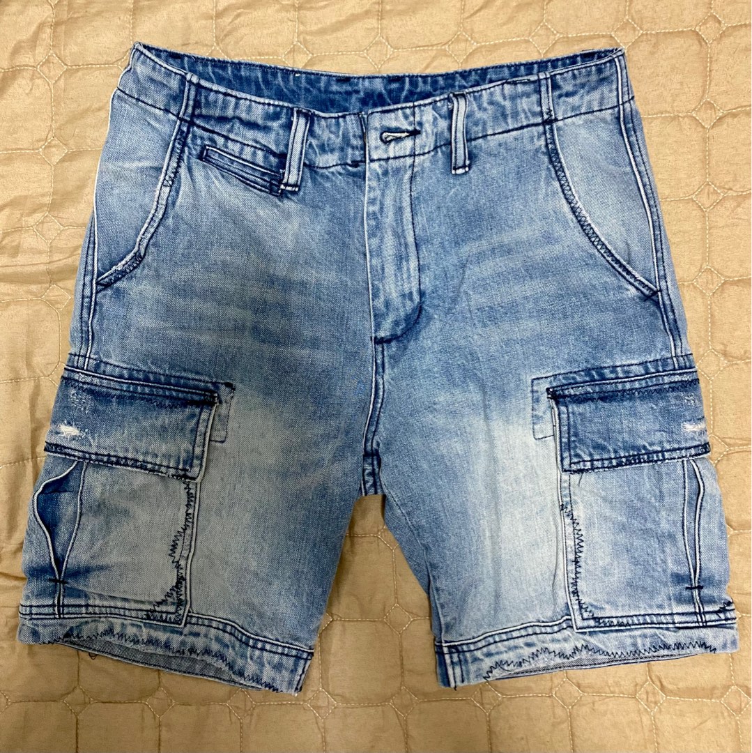 Denim Cargo Shorts, Men's Fashion, Bottoms, Shorts on Carousell