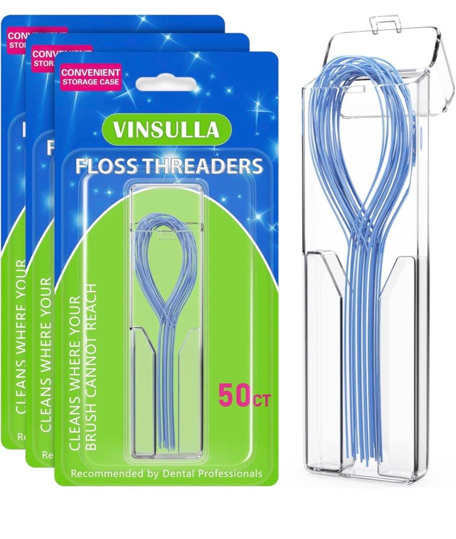 Floss Threaders for Braces, Bridges, and Implants 150 Count, Pack of 3
