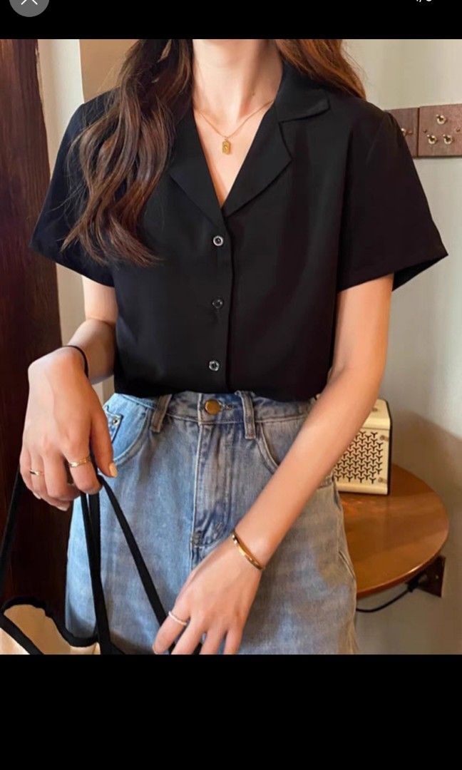 Casual black blouse top