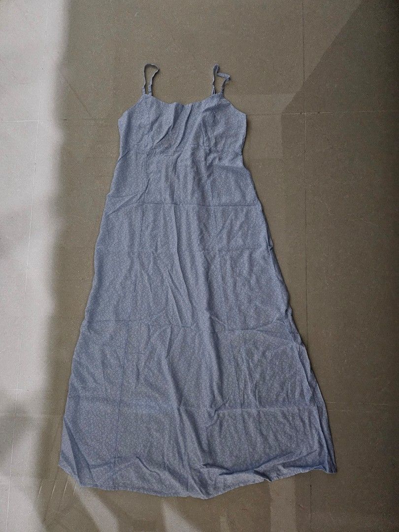 brandy melville colleen maxi dress in blue floral, Women's Fashion