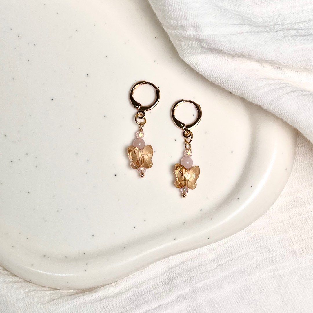 Handmade Swarovski Butterfly Bead Earrings Women s Fashion