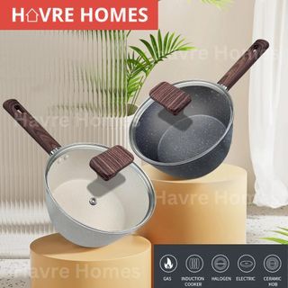 Havre Non-Stick Granite Sauce Soup Milk Pan PFOA-Free Induction Cooker & Gas Stove White Black 16cm