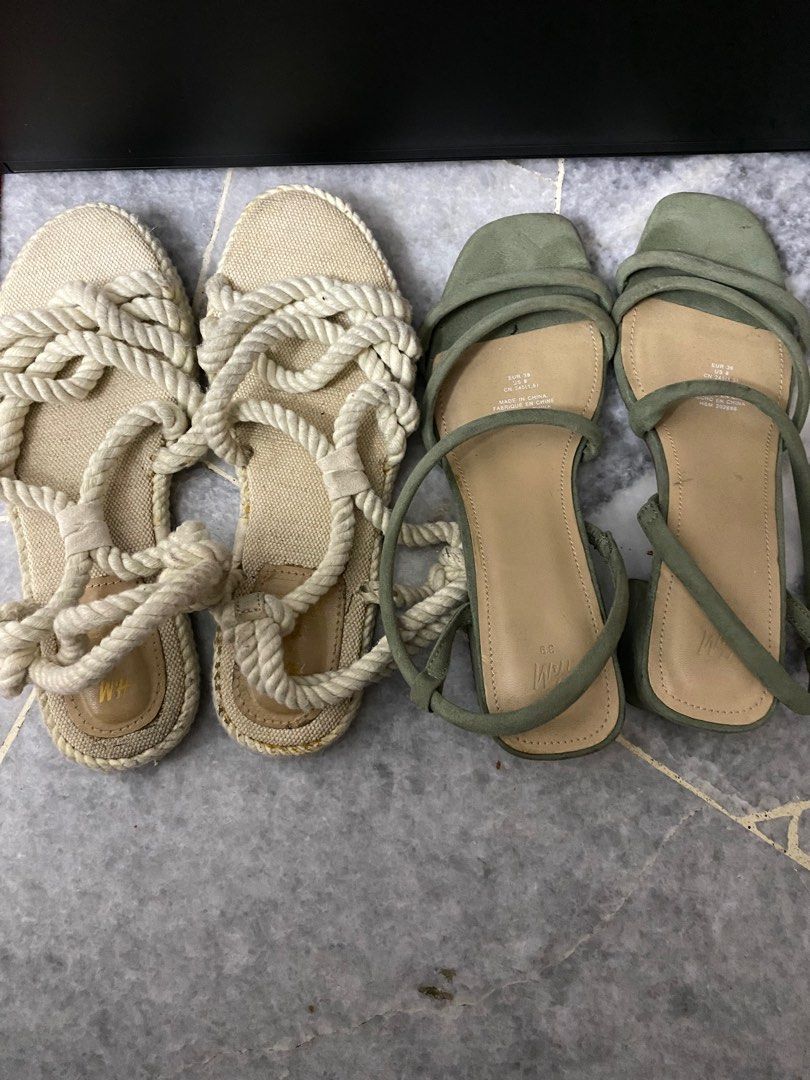H M green heels white sandals Women s Fashion Footwear