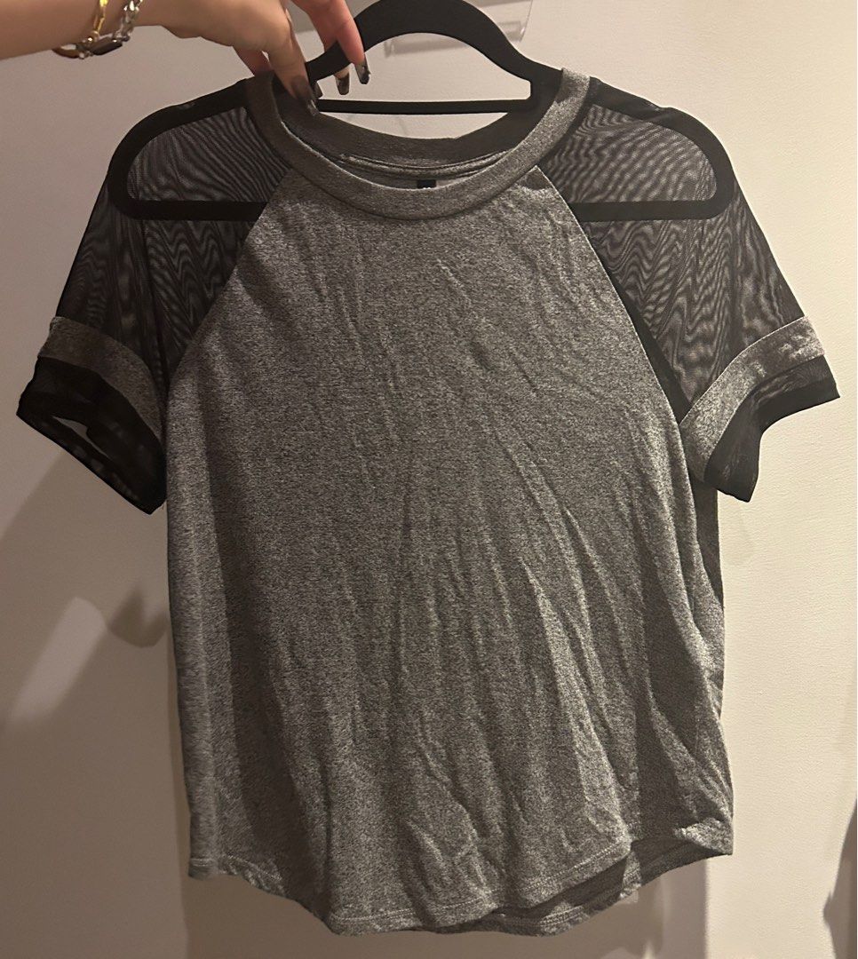 H M Mesh Baseball Tee Women s Fashion Tops Shirts on Carousell