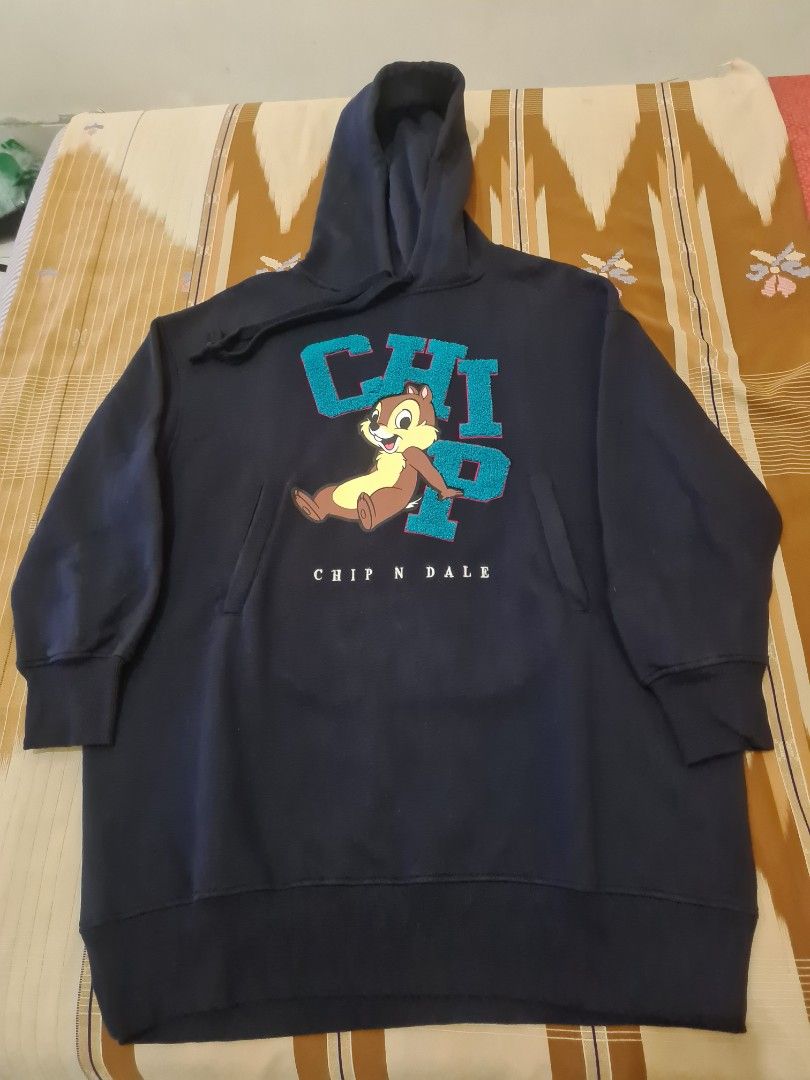 Hoodie H M Chip n Dale Disney Navy Original Fesyen Wanita