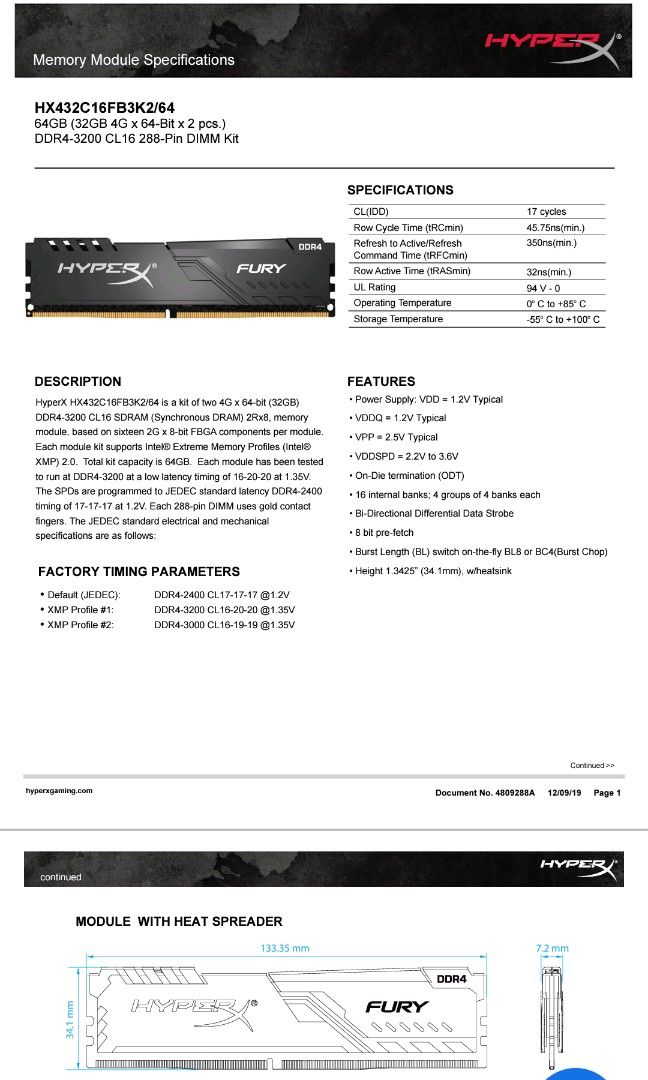 Hyperx deals fury hx432c16fb3k2