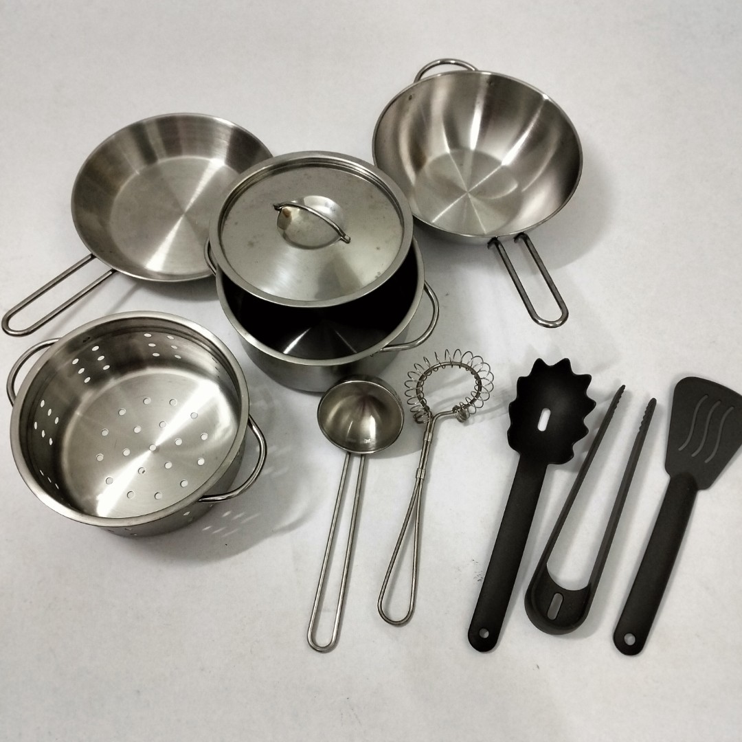 DUKTIG 5-piece toy cookware set, stainless steel color - IKEA