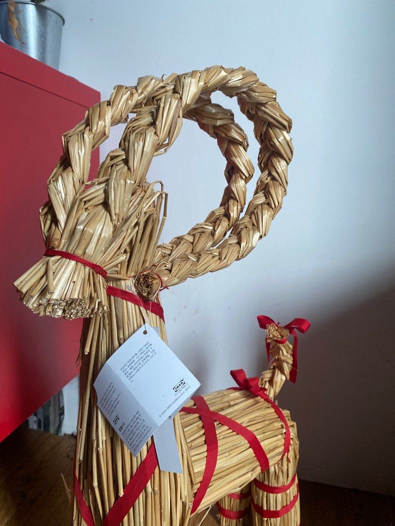 Ikea Xmas Goat Handmade Straw Decor, Furniture & Home Living, Home