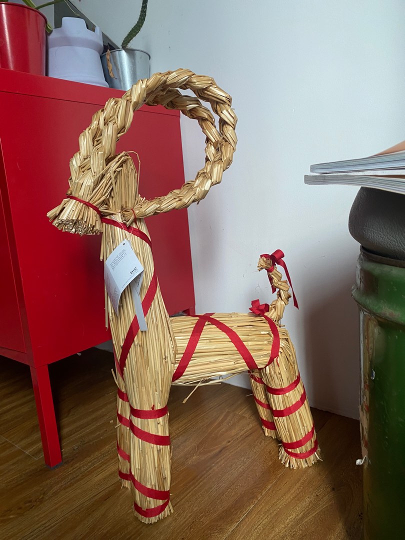 Ikea Xmas Goat Handmade Straw Decor, Furniture & Home Living, Home