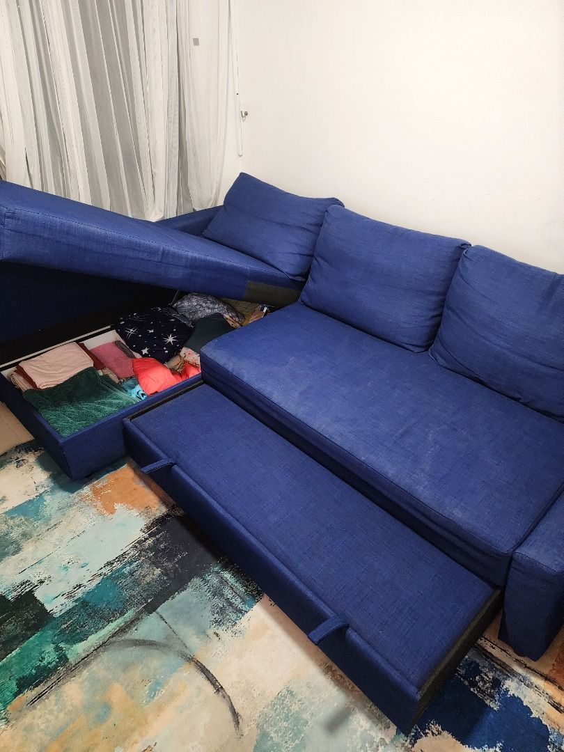 L shaped sofa that converts into a queen bed with storage, Furniture