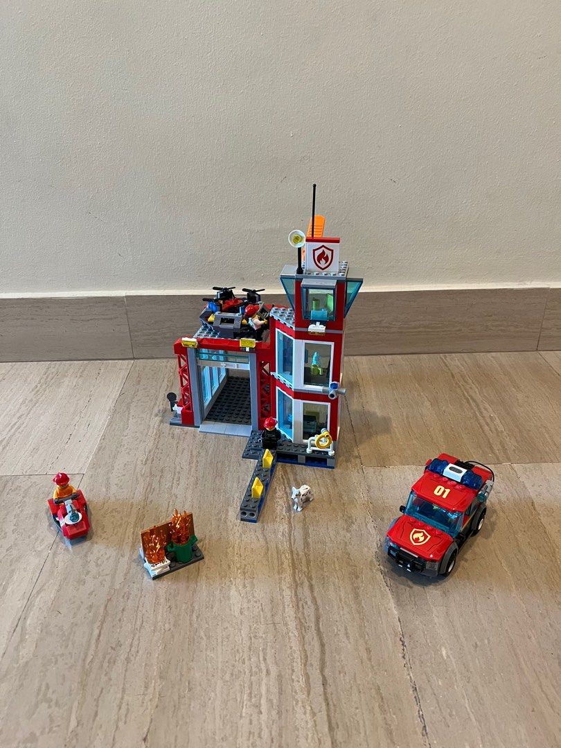 Lego city fire station 60215 building set with sale emergency vehicle toys