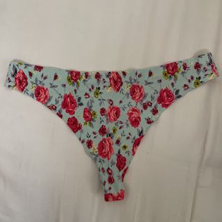 Light blue Floral silky thong