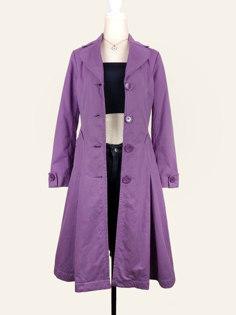 Long Purple Coat (Category: Coats, Jackets and Outerwear) located in Manila. Submitted by gabrinamnl (Listing ID 1267932407, Image 2). Description: Long purple coat ( FJ57 ) Fabric : Twill Shoulder : 15 in Bust : 34 in Lenght : 40 in Waist : 31 in Armhole : 19 in Small FLAWS : W/MINIMAL STAIN PLS SEE PHOTO 300 PHP.