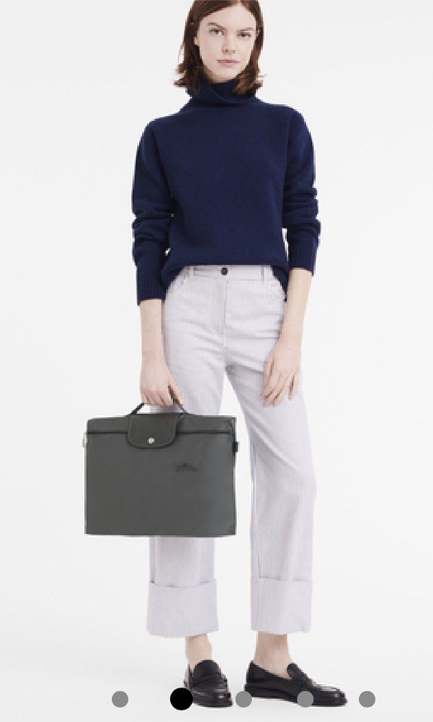 Longchamp LE PLIAGE GREEN S BRIEFCASE Graphite Recycled Canvas