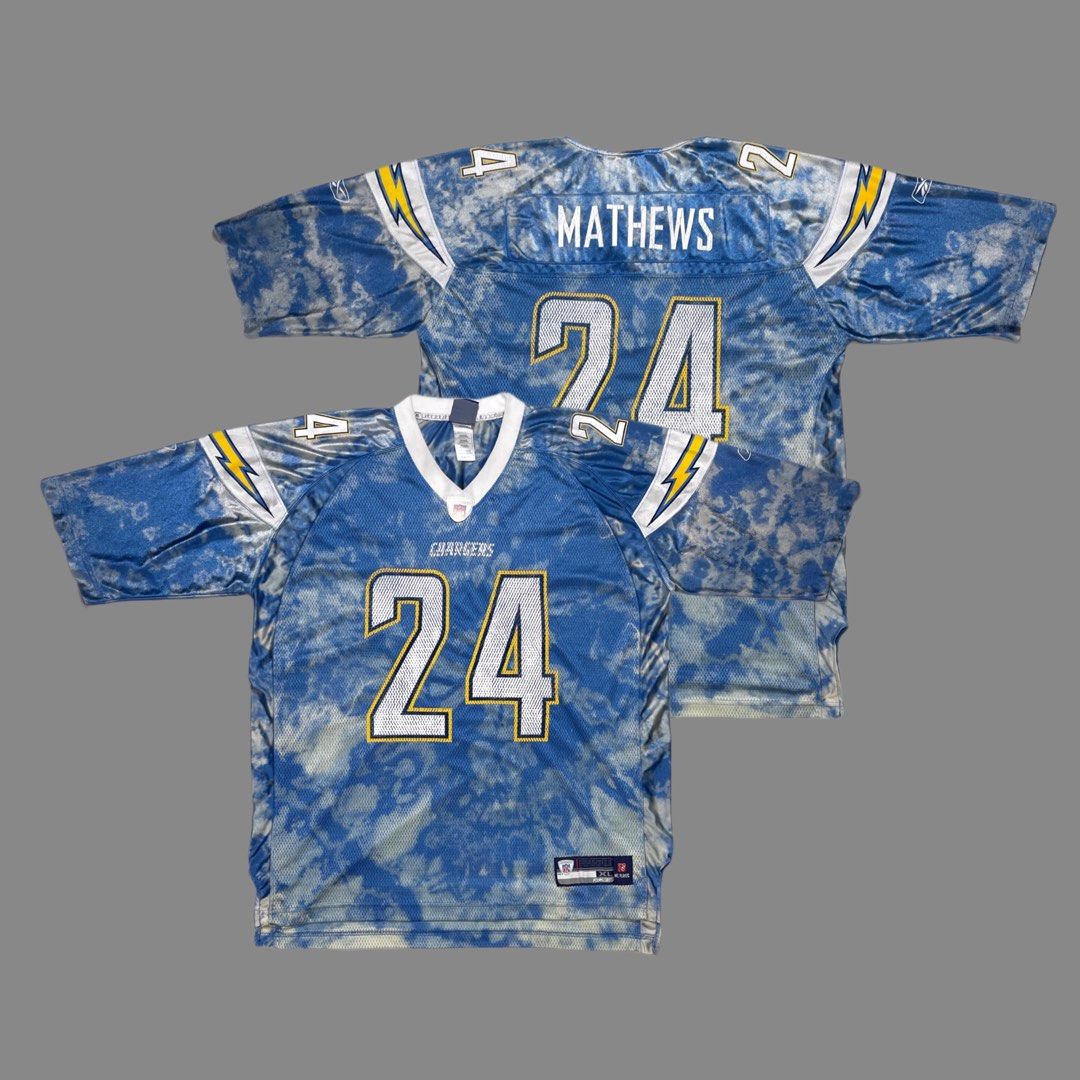 Los Angeles Chargers NFL Acid Wash Tie Dye Jersey No 24 Mathews
