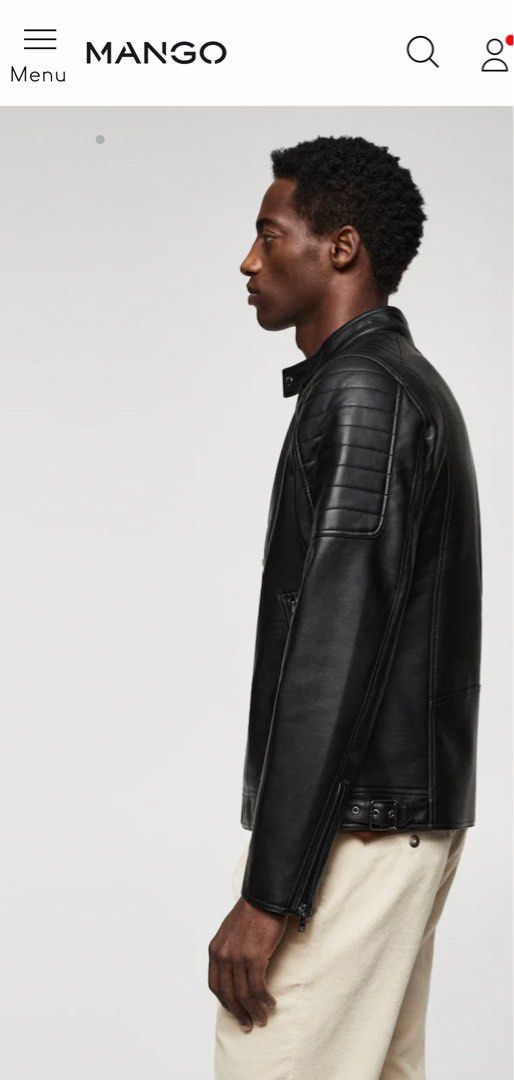 Mango leather jacket on sale mens