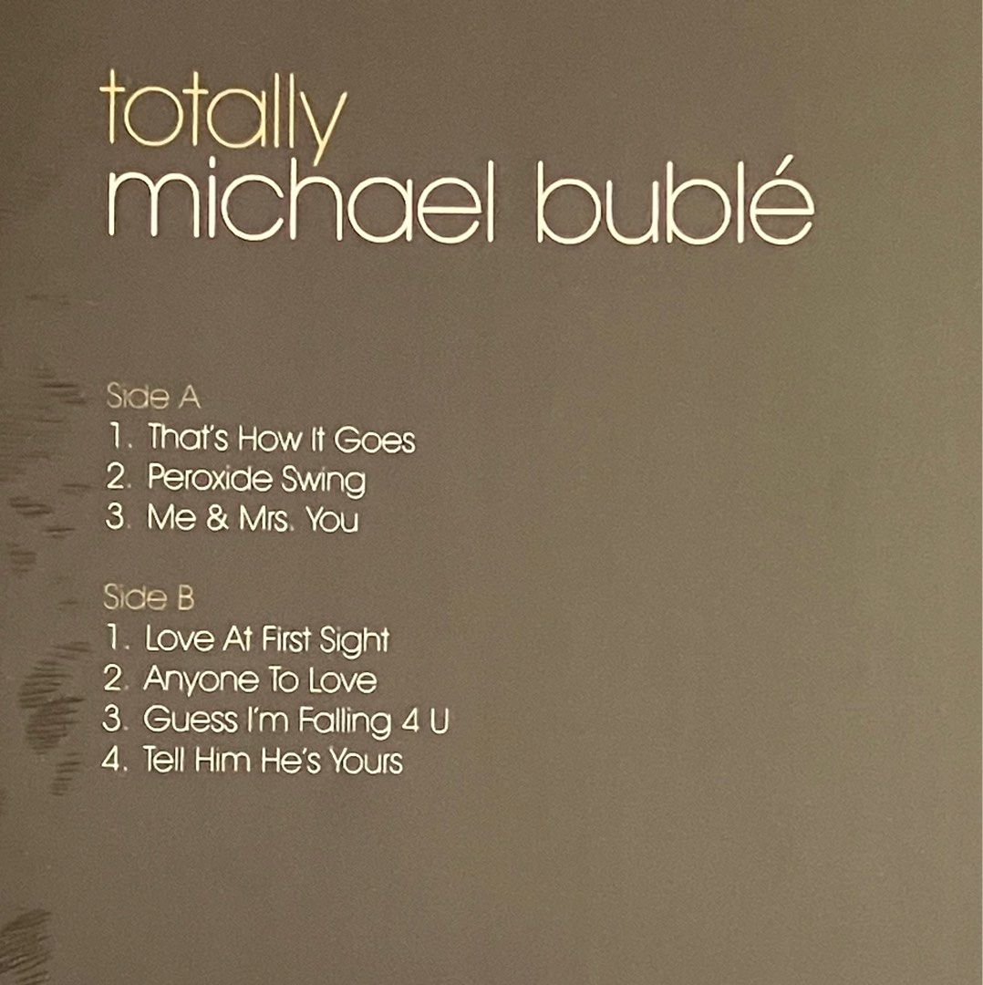 MICHAEL BUBLE Totally Vinyl LP (Category: Vinyls) located in Paranaque City. Submitted by d33t00 (Listing ID 1267885463, Image 3). Description: MICHAEL BUBLE Totally Vinyl LP Tracklist: A1 That’s How It Goes A2 Peroxide Swing A3 Me & Mrs. You B1 Love At First Sight B2 Anyone To Love B3 Guess I’m Falling 4 U B4 Tell Him He’s Yours Brand new, sealed Made in the EU, 2020 Preferred meet up along Dona Soledad Ave, Parañaque City or Eastwood, QC Item c