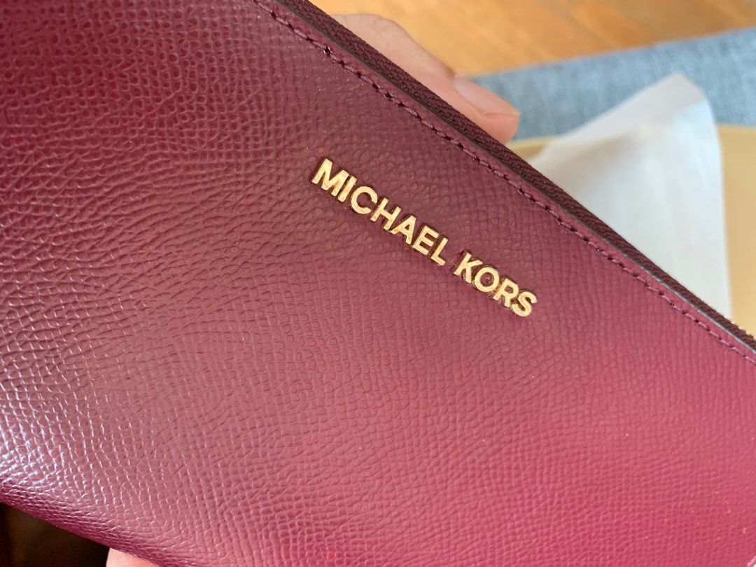 Michael kors brown and red wallet hot sale