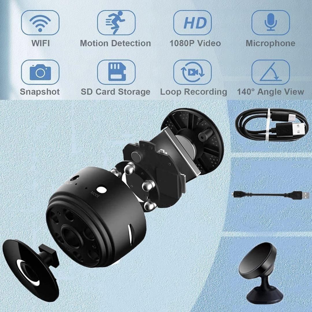 Mini Spy Hidden Camera 1080P HD Wire-free Battery Operated Small Wireless  Home Security Surveilla Spy Cam, WiFi Spy Camera with Audio,Motion  Detection Video for Home and Office, Furniture & Home Living, Security