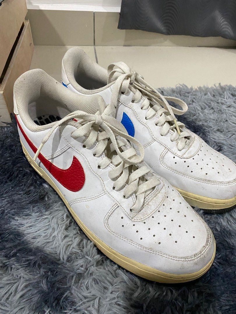 Nike Air Force 1 Red And Blue Swoosh Women s Fashion Footwear