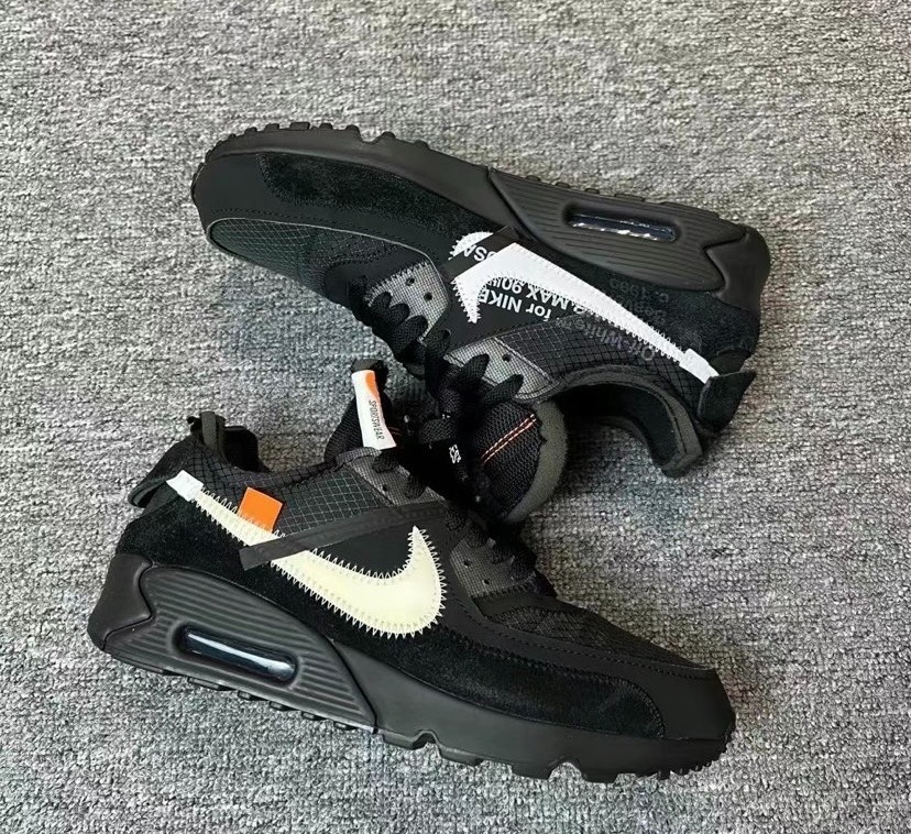 OFF-WHITE x Nike Air Max 90 Black THE TEM 運動低幫跑步鞋男女同款