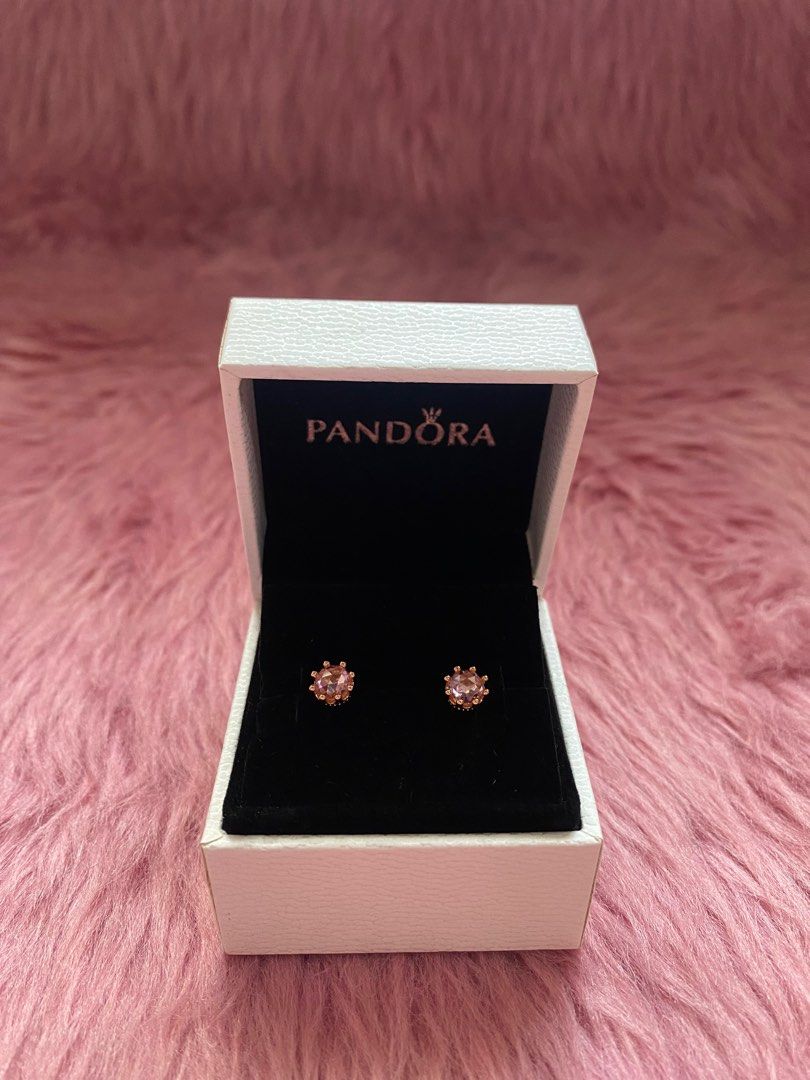 Pandora pink sparkling crown stud deals earrings