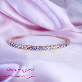 Pastel hue gemstones half tennis bangle