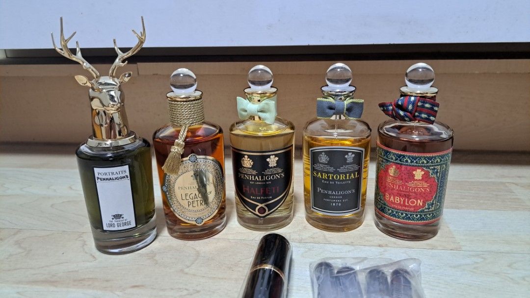 Penhaligon's decants: Tragedy of Lord George, Legacy of Petra, Halfeti, Sartorial, Babylon (Category: Fragrance & Deodorants) located in Singapore. Submitted by artivanchew (Listing ID 1267896981, Image 2). Description: ⬇️ Scroll down for more info. 💯% legit (I have a conscience!) Before placing an order, pls msg your requested Vol & scent to confirm their availability. Replies may be delayed if I've hit my Chat Quota limits. Thank you! 🍀FREE t