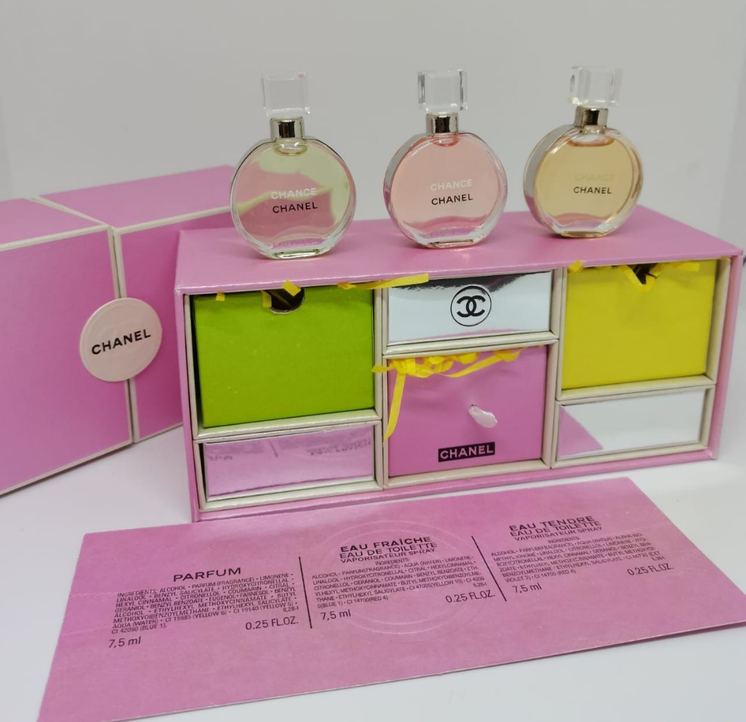 Perfume Chanel Chance miniature set 3 in 1 new set, Beauty & Personal Care,  Fragrance & Deodorants on Carousell