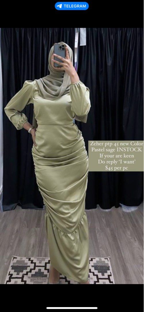 Pleated dress, Women's Fashion, Dresses & Sets, Evening dresses & gowns ...